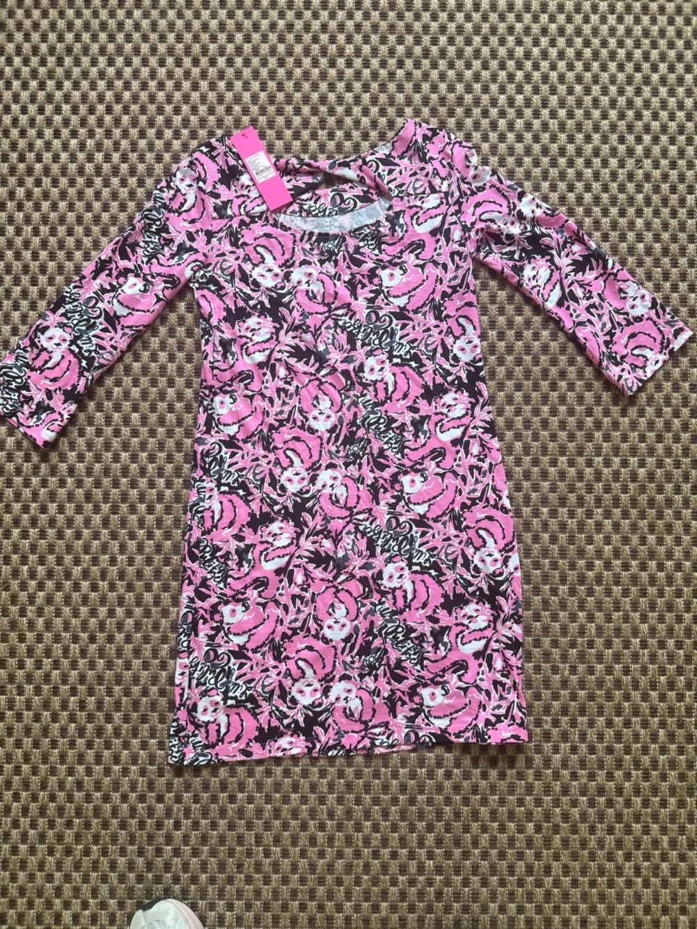 Lilly Pulitzer Pink Black White Floral Print Dress-NWT